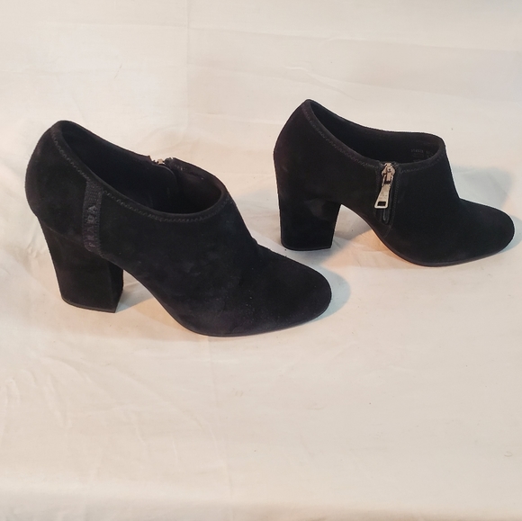 Prada Suede Women’s 37.5 Ankle Zip Booties Black - Picture 1 of 9
